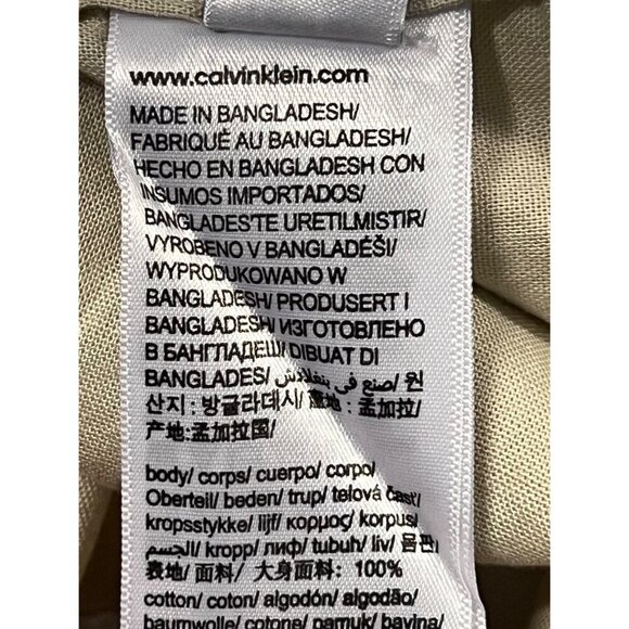 Calvin Klein Mens Tan Button-Up Shirt XL Extra Large Long Sleeve Collar New - Picture 8 of 9